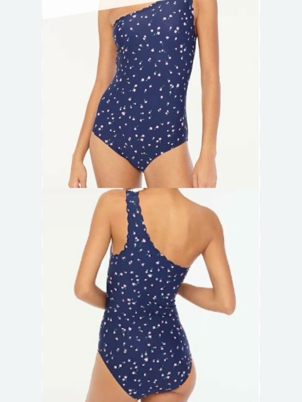 NWT | JCrew One-Shoulder Navy Blue Floral Print Swimsuit